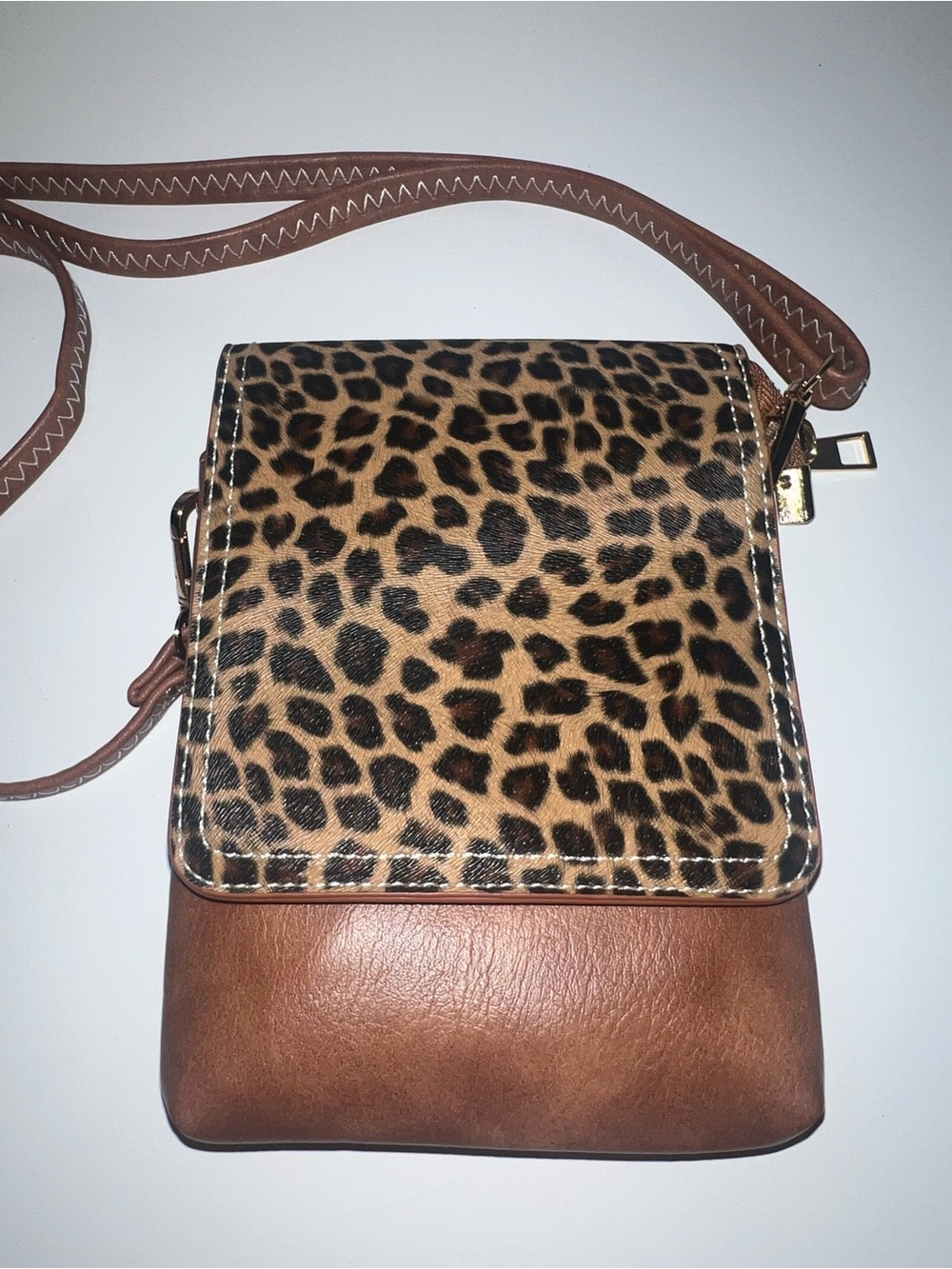Leopard Print Brown Crossbody Bag - Women’s Stylish Shoulder Bag